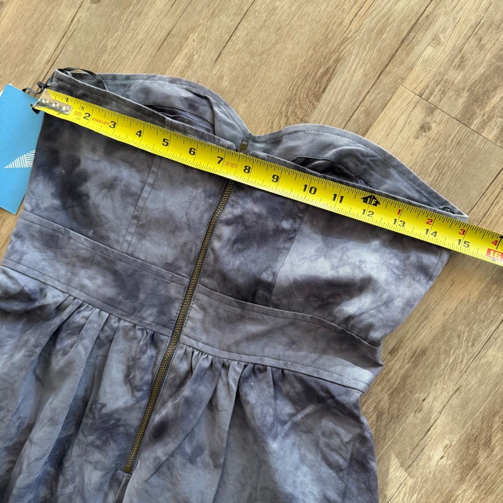 Roxy Women's Strapless Tie-Dye Mini Dress Gray‎ Size 5 Zipper Pocketed Retro NWT - Picture 7 of 11